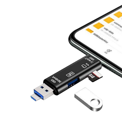BUFFER® 5 In 1 Çok Fonksiyonlu USB 2.0 Micro Sd Kart Okuyucu - Usb/micro Usb/type-C Çıkışlı, Otg Çevirici