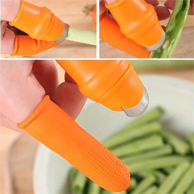 BUFFER® 5 Parça Pratik Parmak Koruyucu 1 Parça Baş Parmak Bıçaklı Eldiven Sebze Meyve Soyucu Kesme Ayıklayıcı Silikon Set