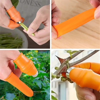 BUFFER® 5 Parça Pratik Parmak Koruyucu 1 Parça Baş Parmak Bıçaklı Eldiven Sebze Meyve Soyucu Kesme Ayıklayıcı Silikon Set