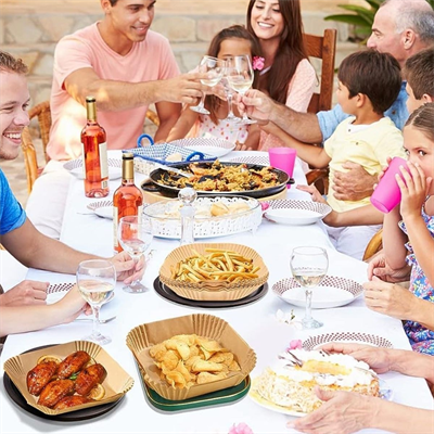 BUFFER® 50 Adet Air Fryer Pişirme Kağıdı Tek Kullanımlık Yağ Geçirmez Yapışmaz Kare Tabak Model PVC