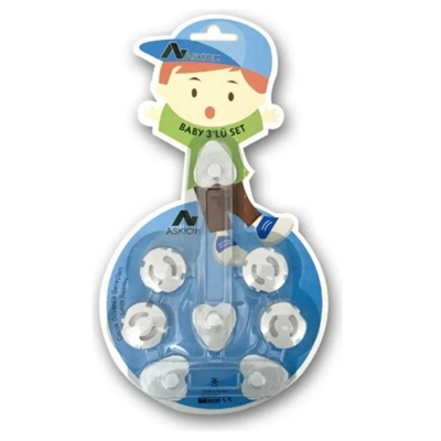 BUFFER® 6 Parça Çocuk Güvenlik 3lü Seti-2 Boy Çekmece,Dolap Kilidi ve 4 Adet Priz İçi Güvenlik Düğmesi