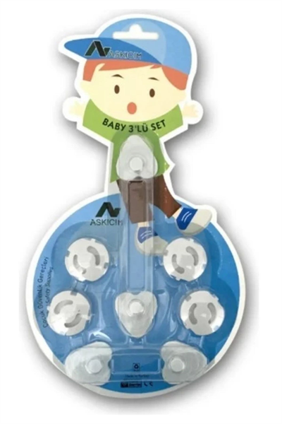 BUFFER® 6 Parça Çocuk Güvenlik 3lü Seti-2 Boy Çekmece,Dolap Kilidi ve 4 Adet Priz İçi Güvenlik Düğmesi