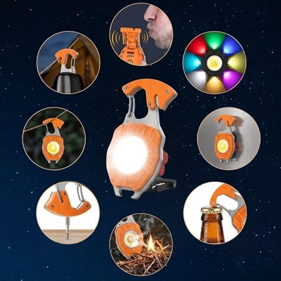 BUFFER® 7 Fonksiyonlu Şarjlı LED El Feneri Çakmaklı Mıknatıslı Kancalı Tornavidalı Kesicili Açacaklı Acil Durum Kamp Feneri
