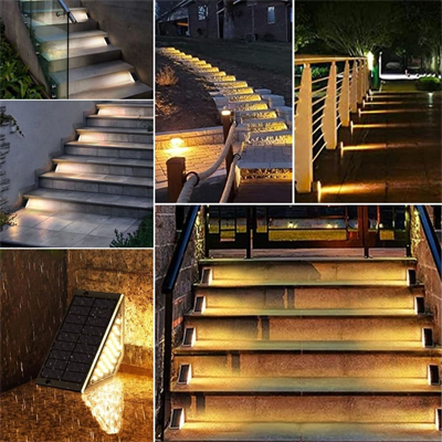 BUFFER® 8 Adet Üçgen  Güneş Enerjisi ile Şarj Olan Dış Mekan Solar Basamak Köşe Lambası