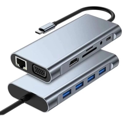 BUFFER® 8in1 Type-C Çoklayıcı Hub HDMI 4K USB 3.0 SD TF Kart RJ45 Ethernet Dönüştürücü Adaptör