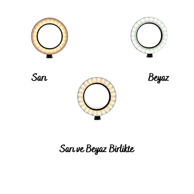 BUFFER® 8inç 20cm Youtube Instagram Tiktok Selfie  Stüdyo Video Fotoğraf Ring Light  Tripod Led Halk