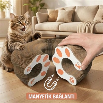 BUFFER® Akordiyon Karton Kedi Tırmalama Oyuncağı – Mıknatıslı Katlanabilir Etkileşimli Kedi Oyuncağı,Pençe Tahtası