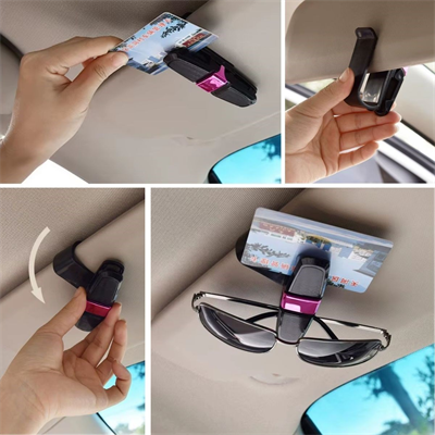 BUFFER® Araç İçi Güneşliğe Takılan 2li Gözlük,Kart,Para Takmalık Aparat