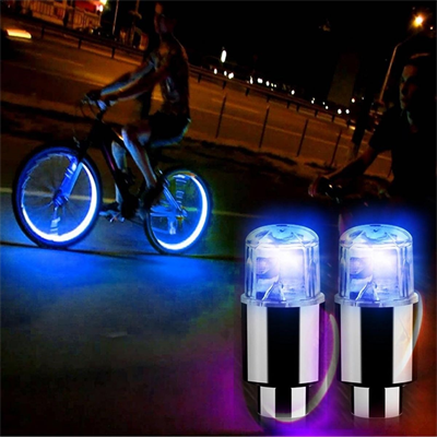 BUFFER® Araç ve Bisiklet İçin 2’li Mavi LED Hava Valfi Işık Kapakları–Gece Parlayan Lastik Lambası Sibop Kapağı