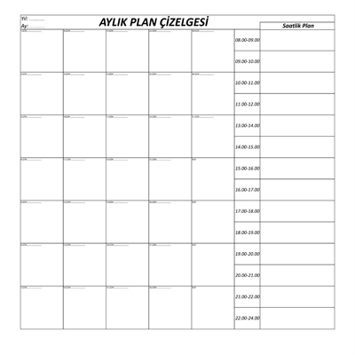 BUFFER® Aylık Planlayıcı Manyetik Duvar Stickerı Takvim Plan Çizelgesi