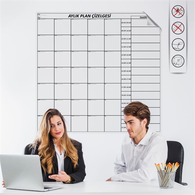 BUFFER® Aylık Planlayıcı Manyetik Duvar Stickerı Takvim Plan Çizelgesi