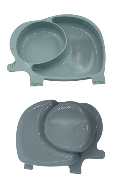 BUFFER® Bebek ve Çocuk için Sevimli Fil Model Desenli Yemek Bebek Mama Kabı Bölmeli Tabak