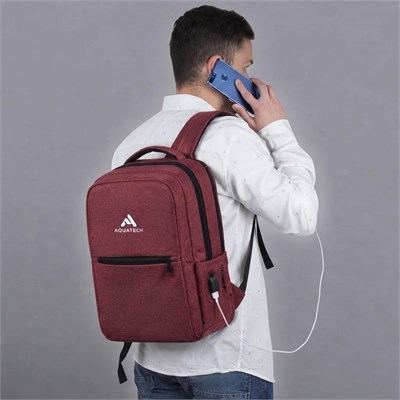 BUFFER® Bordo Laptop Sırt Çantası, Bilgisayar Korumalı İç Bölmeli Notebook Çantası, Organizer Cepli ve USB Şarj Portlu