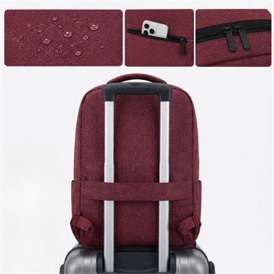 BUFFER® Bordo Laptop Sırt Çantası, Bilgisayar Korumalı İç Bölmeli Notebook Çantası, Organizer Cepli ve USB Şarj Portlu