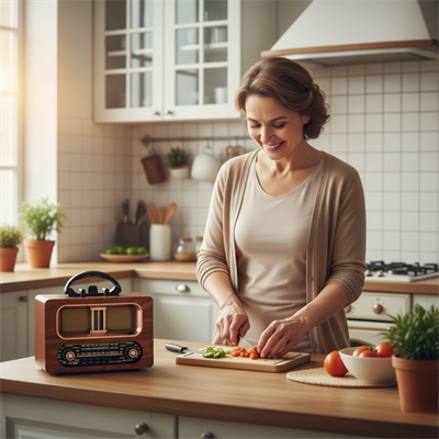 BUFFER® Büyük Boy Retro, Nostaljik, Ahşap Tasarım Bluetooth Hoparlörlü, Şarjlı, Taşınabilir FM/AM Destekli Radyo NS-6635