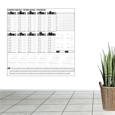 BUFFER® Çarpım Tablosu Ezberleme Manyetik Duvar Stickerı 105 x 100 cm