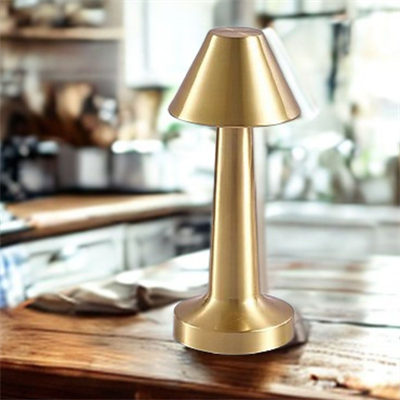 BUFFER® Çatı Model Gold Renk Şarjlı Dokunmatik 3 Renkli LED Masa Lambası