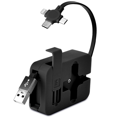 BUFFER® Cep Tipi Telefon Tutuculu Makaralı Uzayıp Kısalabilen 3ü 1 Arada USB Şarj Kablosu
