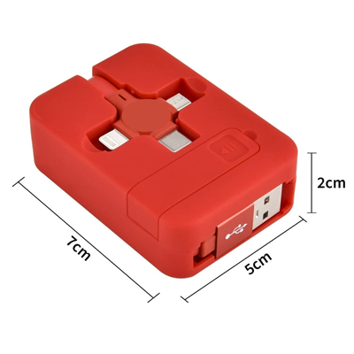 BUFFER® Cep Tipi Telefon Tutuculu Makaralı Uzayıp Kısalabilen 3ü 1 Arada USB Şarj Kablosu