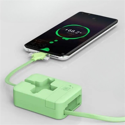 BUFFER® Cep Tipi Telefon Tutuculu Makaralı Uzayıp Kısalabilen 3ü 1 Arada USB Şarj Kablosu