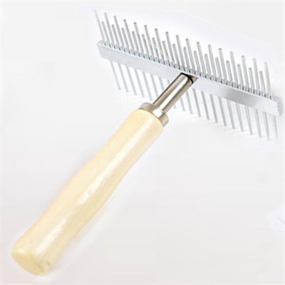 BUFFER® Çift Taraflı Ahşap Saplı Ergonomik Evcil Hayvan Fırçası Tarağı