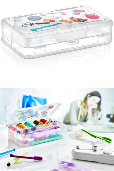 BUFFER® Çift Taraflı Bölmeli Hobi Dikiş Kutusu Ardunio Malzeme Kutusu