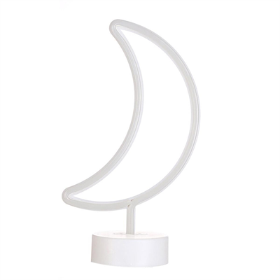 BUFFER® Dekoratif Pilli Ay Tasarımlı 3D Neon Led Masa Ve Gece Lambası
