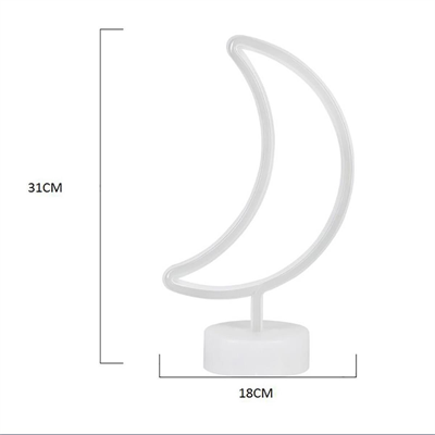 BUFFER® Dekoratif Pilli Ay Tasarımlı 3D Neon Led Masa Ve Gece Lambası