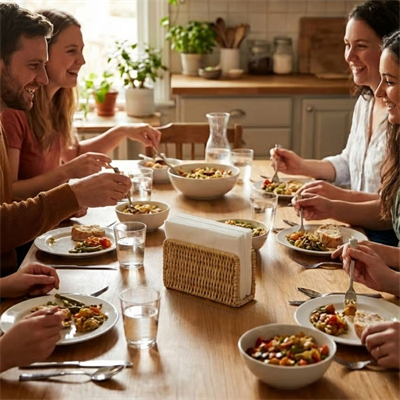BUFFER® Dekoratif Plastik Rattan Dikdörtgen Peçetelik–Doğal Hasır Dokulu Masaüstü Peçete Standı