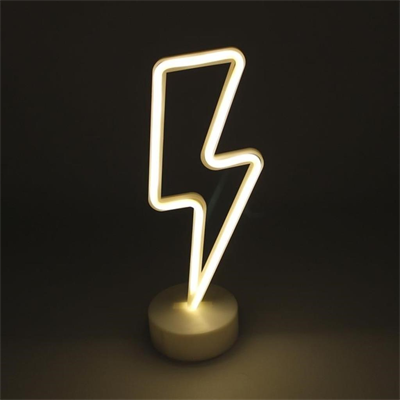 BUFFER® Dekoratif Şimşek Şeklinde Pilli Neon Led Lamba Süs Masa Lambası