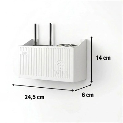 BUFFER® Duvar Tipi Wi-Fi Modem Saklama Kutusu(Beyaz) – Kablo Düzenleyici Router Raf Organizer