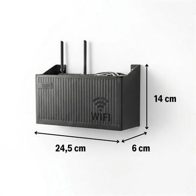 BUFFER® Duvar Tipi Wi-Fi Modem Saklama Kutusu(Siyah) – Kablo Düzenleyici Router Raf Organizer