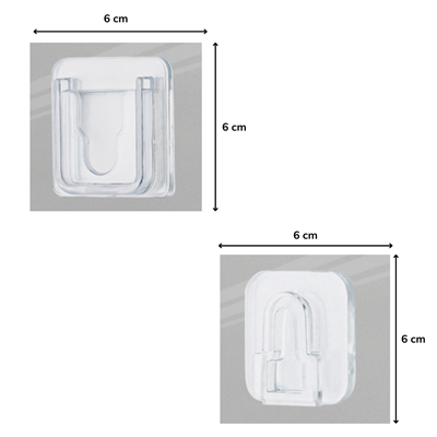 BUFFER® Eşya Sabitleme Askısı 10 Çift Şeffaf Çift Taraflı Yapışkanlı Geçmeli Klips