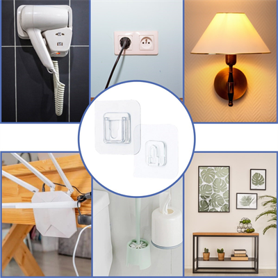 BUFFER® Eşya Sabitleme Askısı 10 Çift Şeffaf Çift Taraflı Yapışkanlı Geçmeli Klips