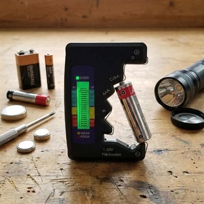 BUFFER® Evrensel Dijital Pil Test Cihazı – AA, AAA, C, D, N, 9V ve Düğme Pil Uyumlu Mini Pil Kapasite & Seviye Ölçer