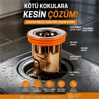 BUFFER® Gider Kokusu ve Böcek Önleyici Gider Kapağı, Duş ve Lavabo İçin Geri Akış Önleyici Plastik Yer Süzgeci Kapağı