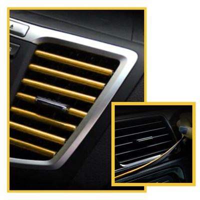 BUFFER® Gold Araba Oto Trim Dekorasyon Şeridi Kauçuk Elastik Kolay Kurulum 5 metre Şerit Bant