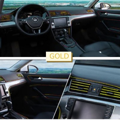 BUFFER® Gold Araba Oto Trim Dekorasyon Şeridi Kauçuk Elastik Kolay Kurulum 5 metre Şerit Bant