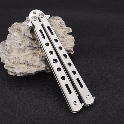 BUFFER® Gri Katlanabilir Paslanmaz Çelik Kelebek Bıçak Tarak Sakal Bıyık Fırçası Profesyonel Saç Kesimi İçin Tarak