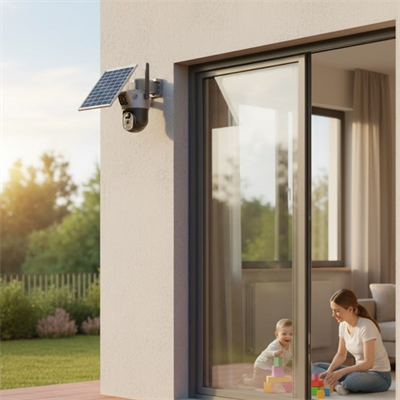BUFFER® Güneş Panelli Akıllı Güvenlik Kamerası 360° PTZ Hareketli,Kablosuz WiFi,Çift Anten ve Kameralı,Gece Görüşlü,Hareket Algılamalı,Solar Kamera