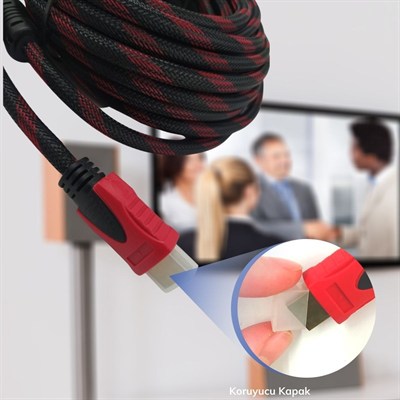 BUFFER® HDMI Kablosu 1.5 Metre HDTV Bilgisayar Uydu Görüntü Ses Full HD Sargılı Görüntü Aktarma Kablosu