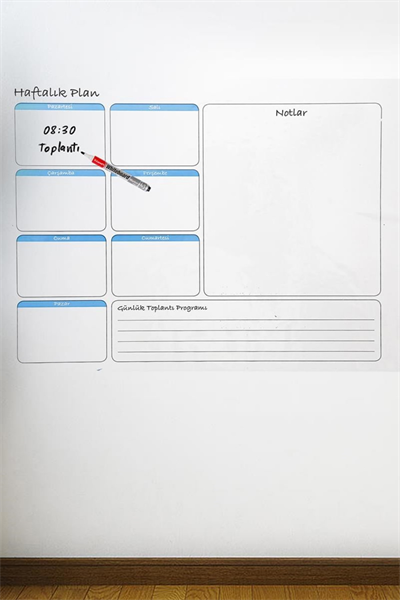 BUFFER® Haftalık Planlayıcı Manyetik Duvar Stickerı Takvim 56 cm x 70 cm