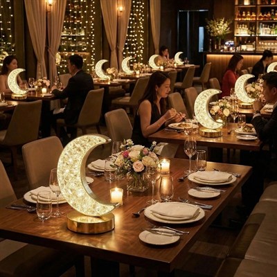 BUFFER® Hilal AY Model Kristal LED Masa Lambası – Dokunmatik, 3 Renk Işık Modlu, Şarjlı Mini Dekoratif Gece Lambası