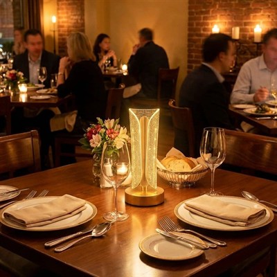 BUFFER® İki Yandan Kavisli Silindirik Çizgi Model Kristal LED Masa Lambası – Dokunmatik, 3 Renk Işık Modlu, Şarjlı Dekoratif Gece Lambası