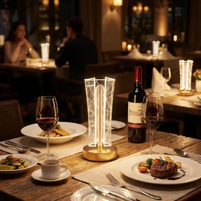 BUFFER® İki Yandan Kavisli Silindirik Geometrik Çizgi Model Kristal LED Masa Lambası – Dokunmatik, 3 Renk Işık Modlu, Şarjlı Dekoratif Gece Lambası