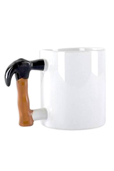 BUFFER® İlginç Hediyelik Çekiç Kulplu Tasarımlı Seramik Kupa Bardağı
