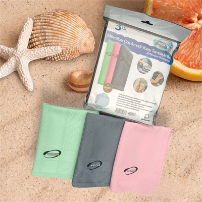 BUFFER® İz Bırakmayan Mikrofiber Temizlik Bezi 3lü Set Cam ve Ayna Silme Toz Alma Temizlik Bezi