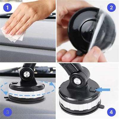 BUFFER® Jel Vantuzlu Cama Takılabilen Güçlü 360 Derece Dönebilen Ayarlanabilir Araç Içi Vantuzlu Telefon Tutucu