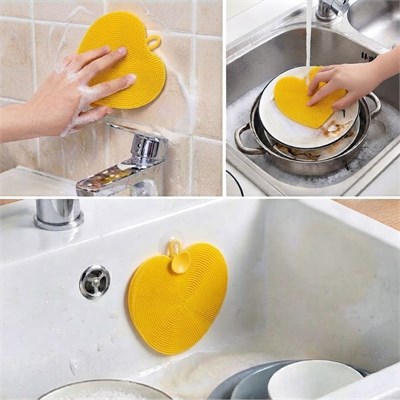 BUFFER® Kalp Şekilli Silikon Bulaşık Yıkama Matı – Çok Amaçlı Mutfak ve Banyo Süngeri