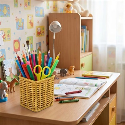 BUFFER® Kare Hasır Dokulu Plastik Rattan Kaşıklık & Çatallık – Askılı Kendiliğinden Tutmalı Çok Amaçlı Mutfak Organizeri